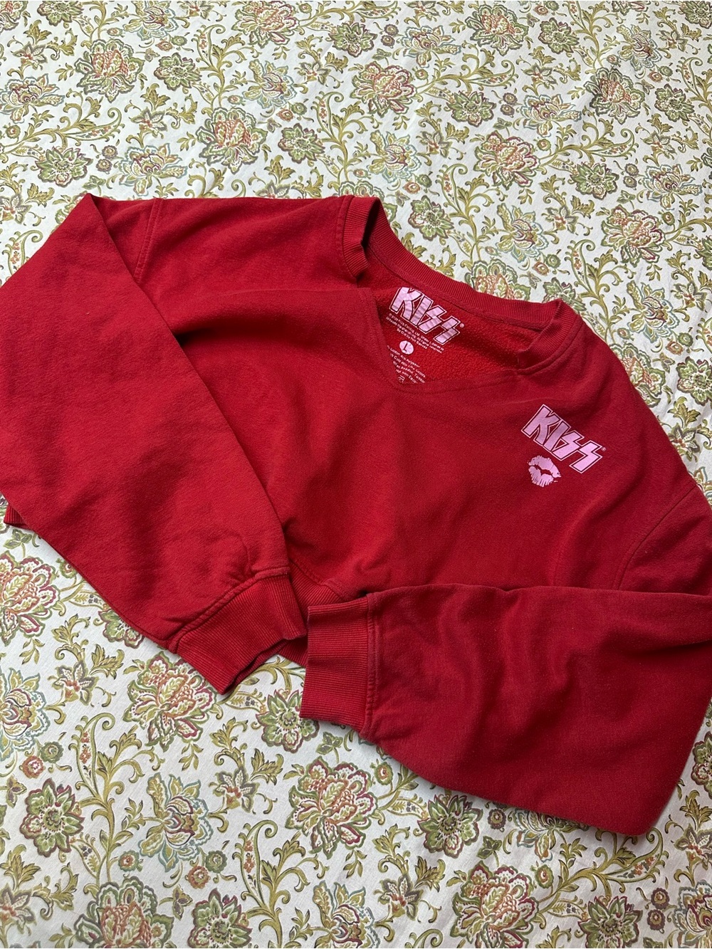 Kiss Red Crewneck Sweatshirt for Kids with Logo